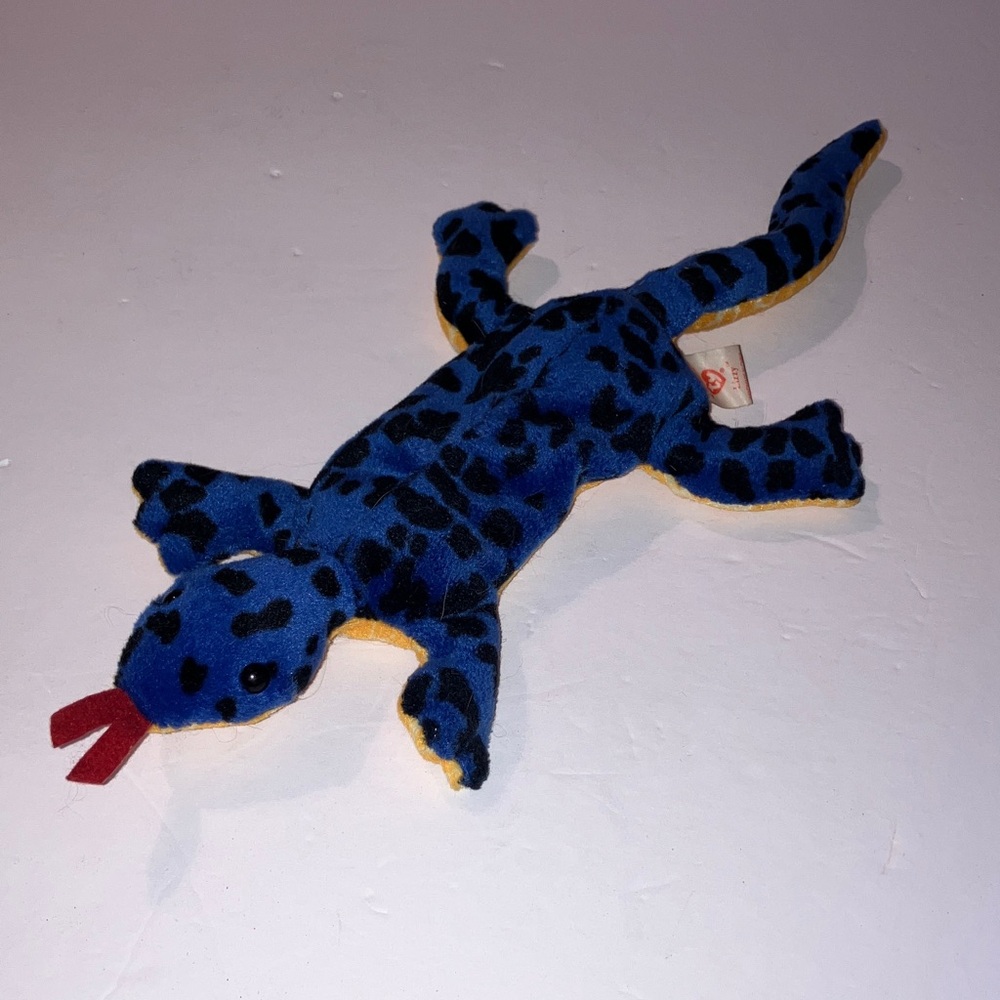 1995 Ty Lizzy Beanie Babies Blue and Black Lizard 11”‎